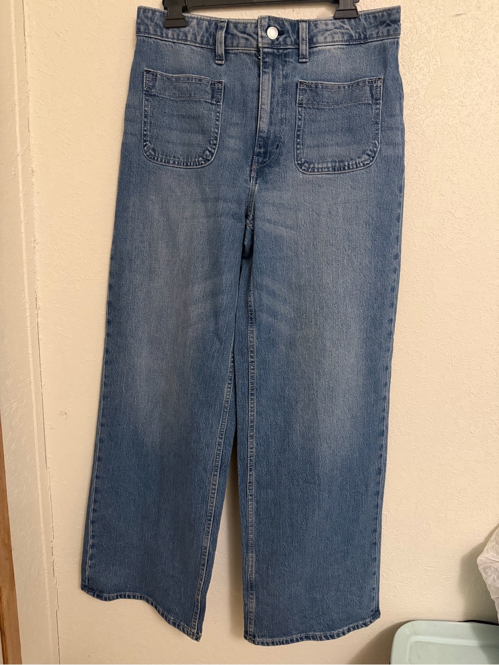 Free assembly mom jeans wide leg patch pocket size 10